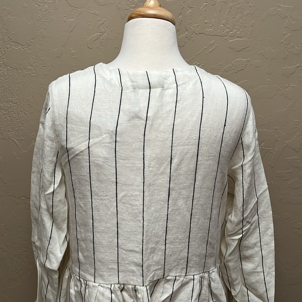 Sondeflor Son de Flor Linen Wrap Dress in Sonata Stripe, L - Picture 10 of 16